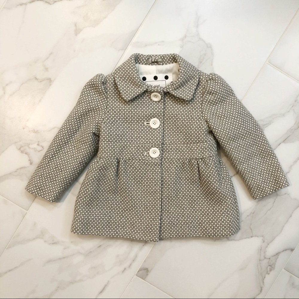 Grey and White Dotted Tweed Coat